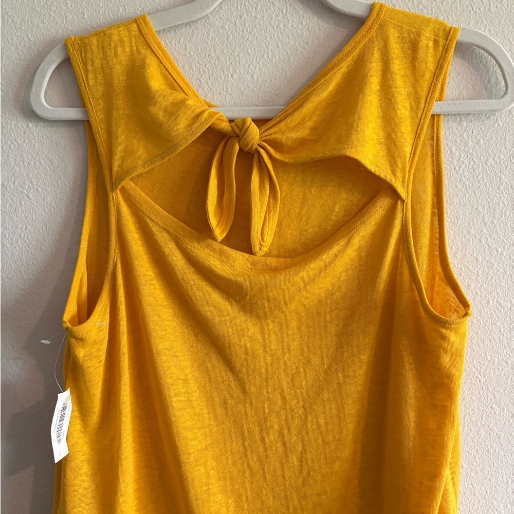 NWT Old Navy Linen-Blend Relaxed Tie-Back Sleeveless Tank Top Women Small Yellow - Picture 5 of 7